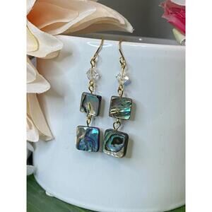 Paua - Abalone Crystal Three Tiered Earrings